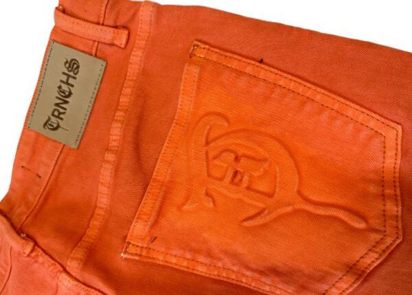 "BUTTON FLY" Orange Stacked Jeans