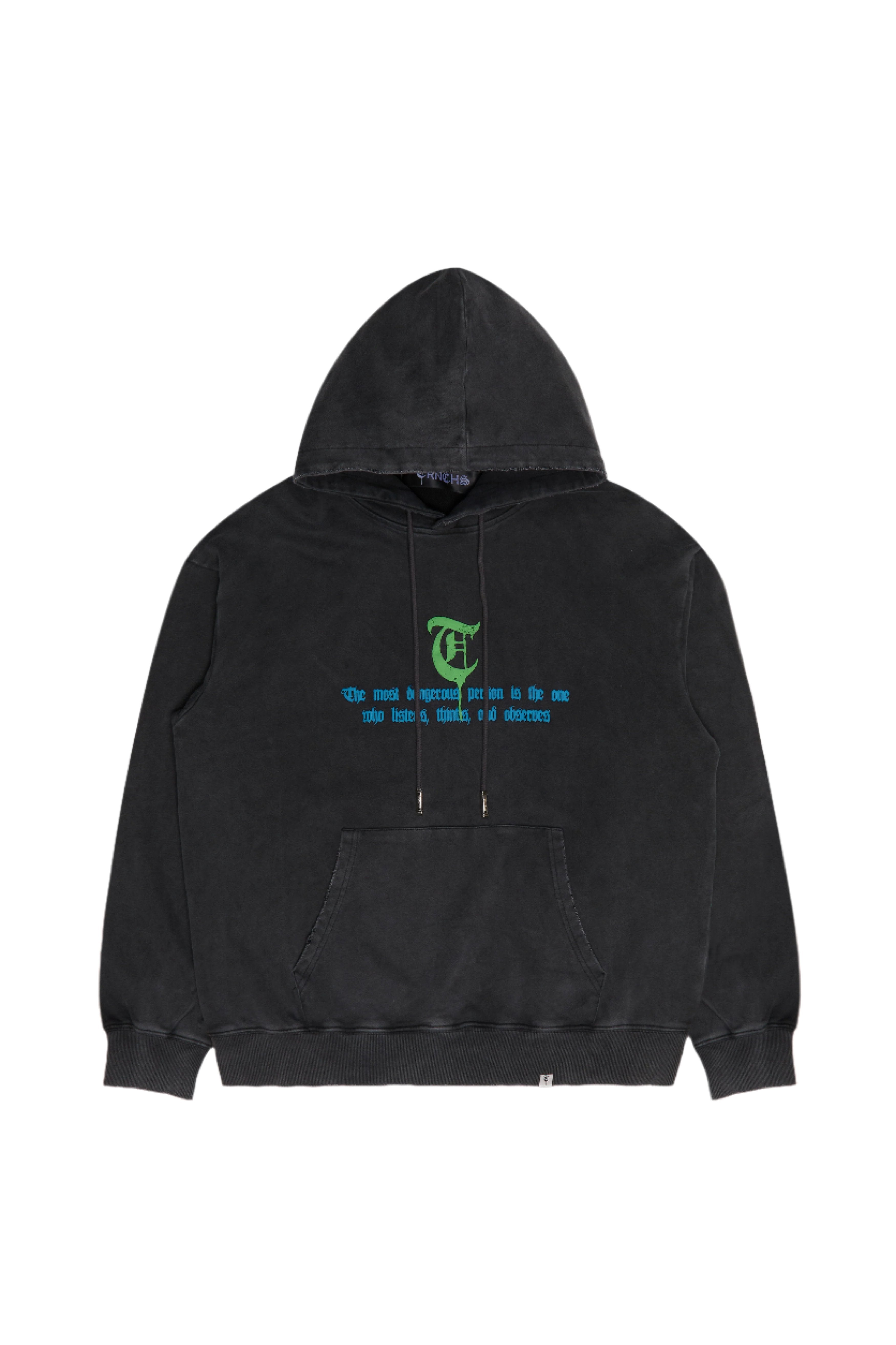 Sale "OBSERVES" Vintage Black Hoodie