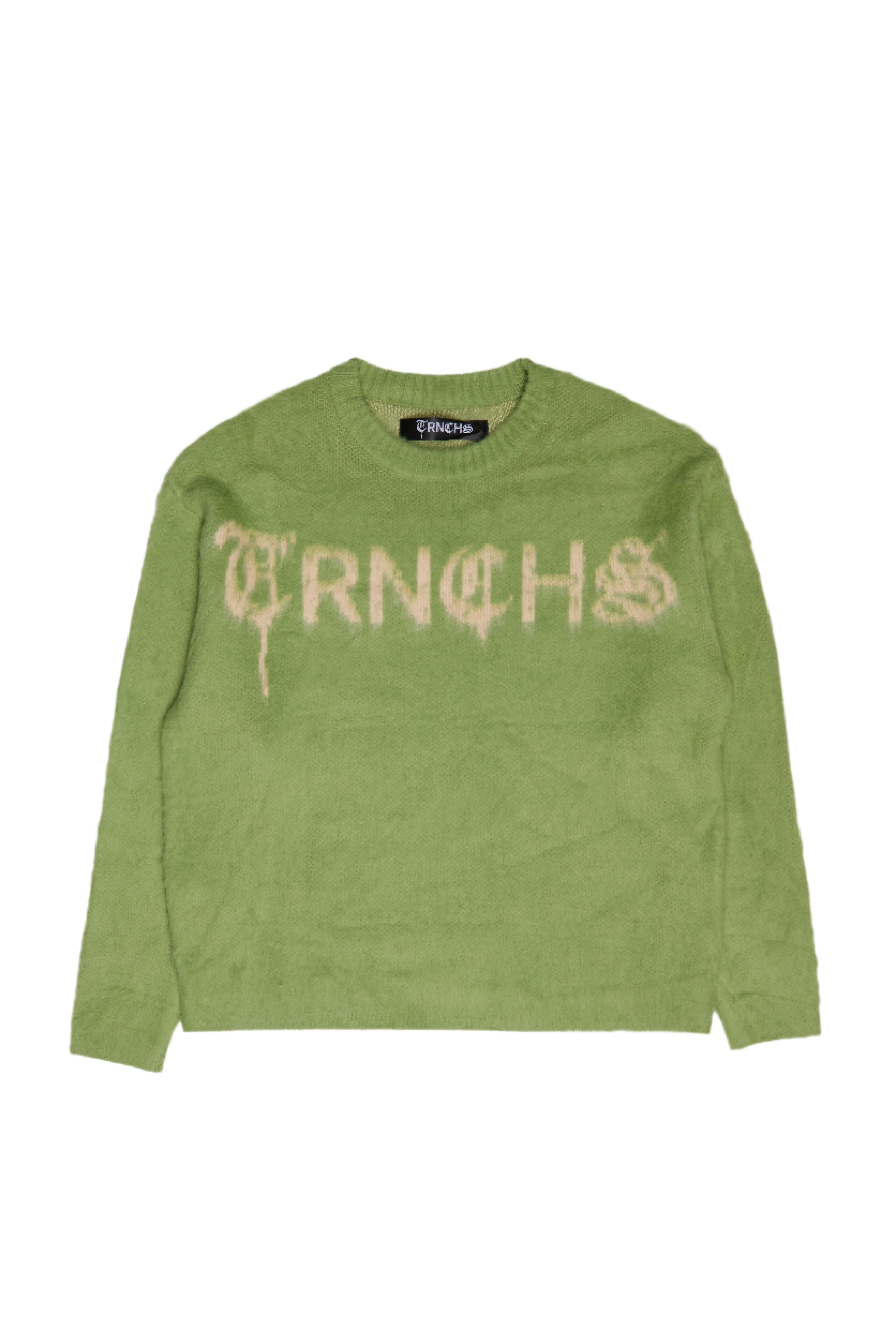 Sale "MOHAIR BLEND" Green/Oatmeal Logo Sweater