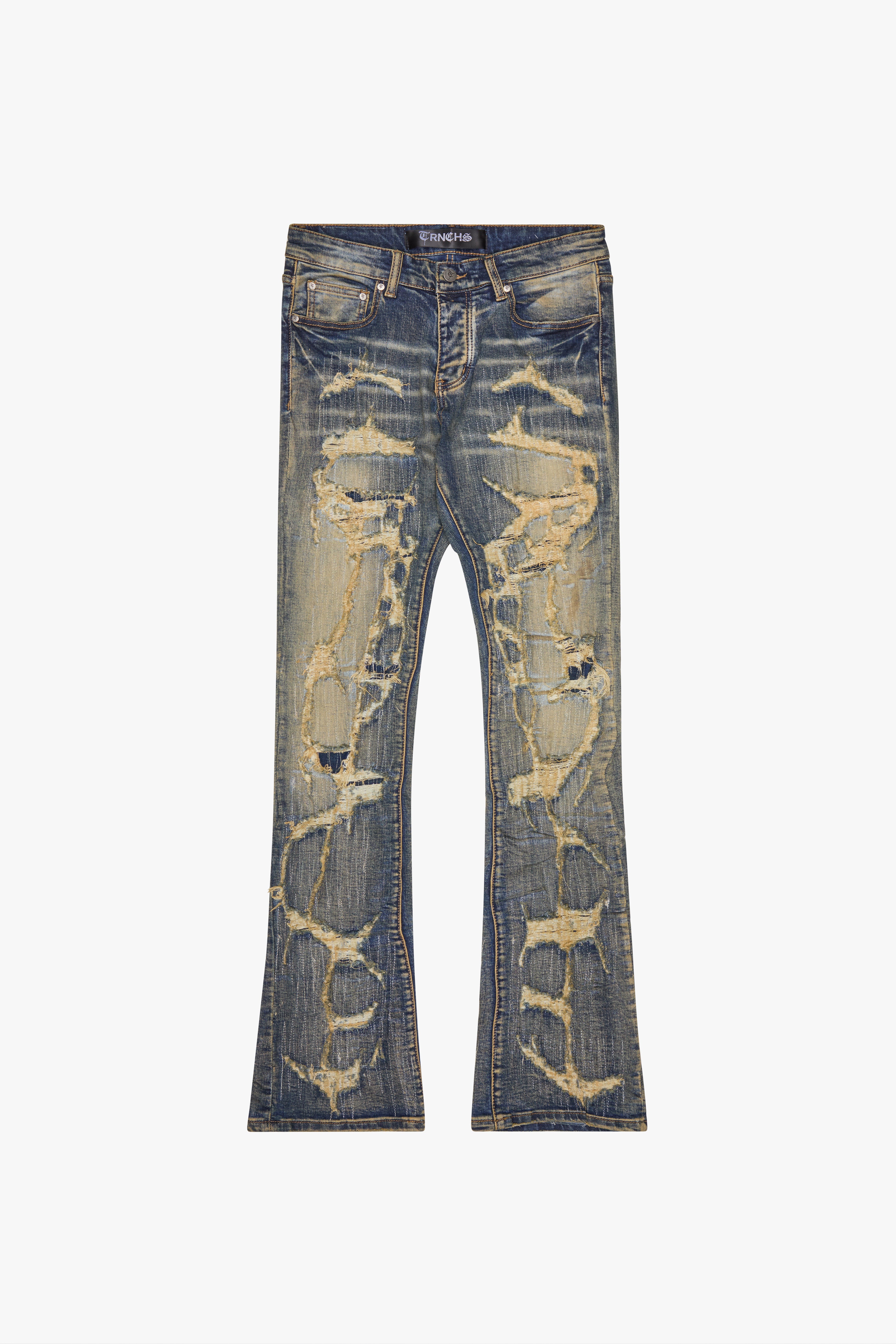 Blue Vintage Wash "THUNDER" Stacked Jeans