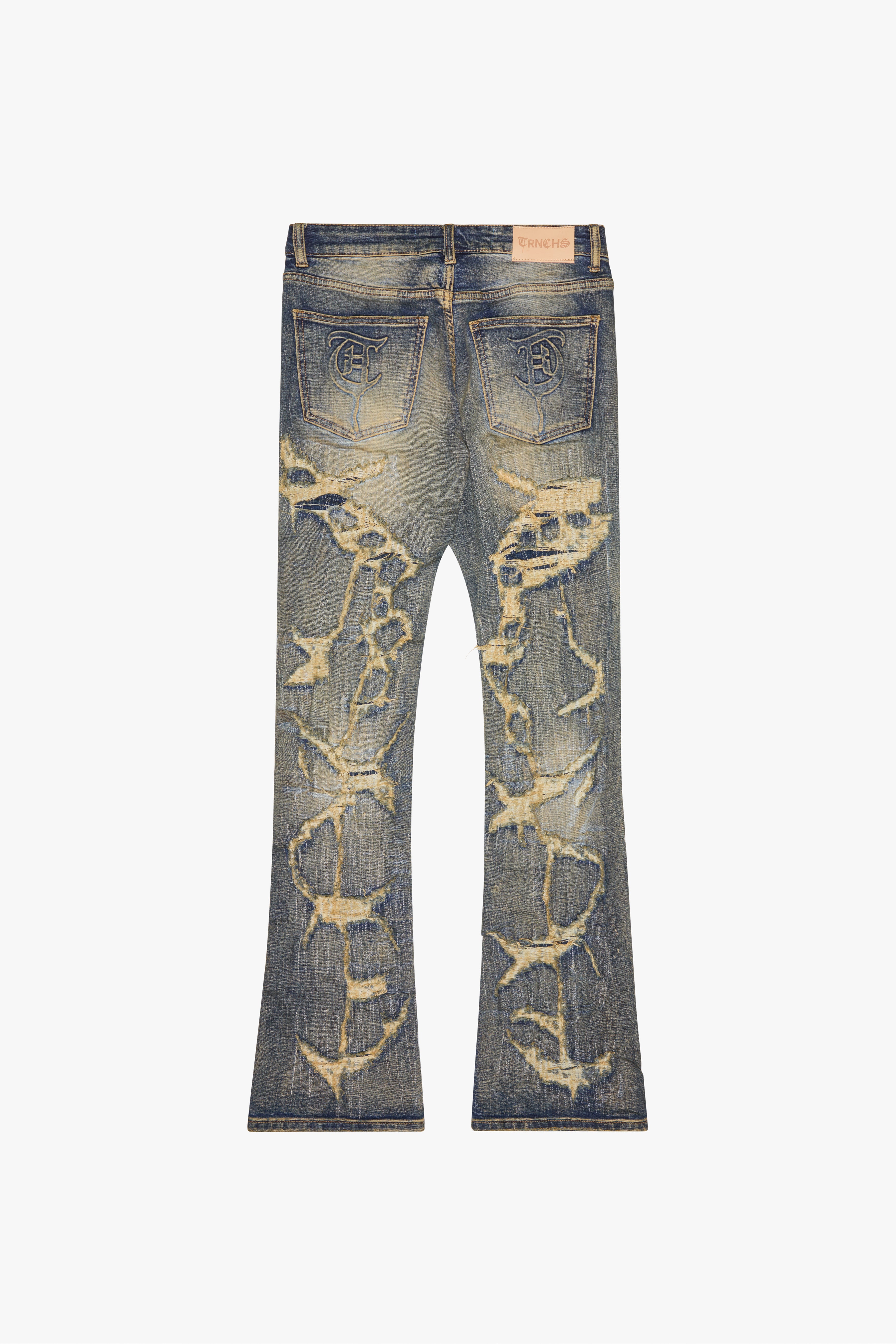 Blue Vintage Wash "THUNDER" Stacked Jeans