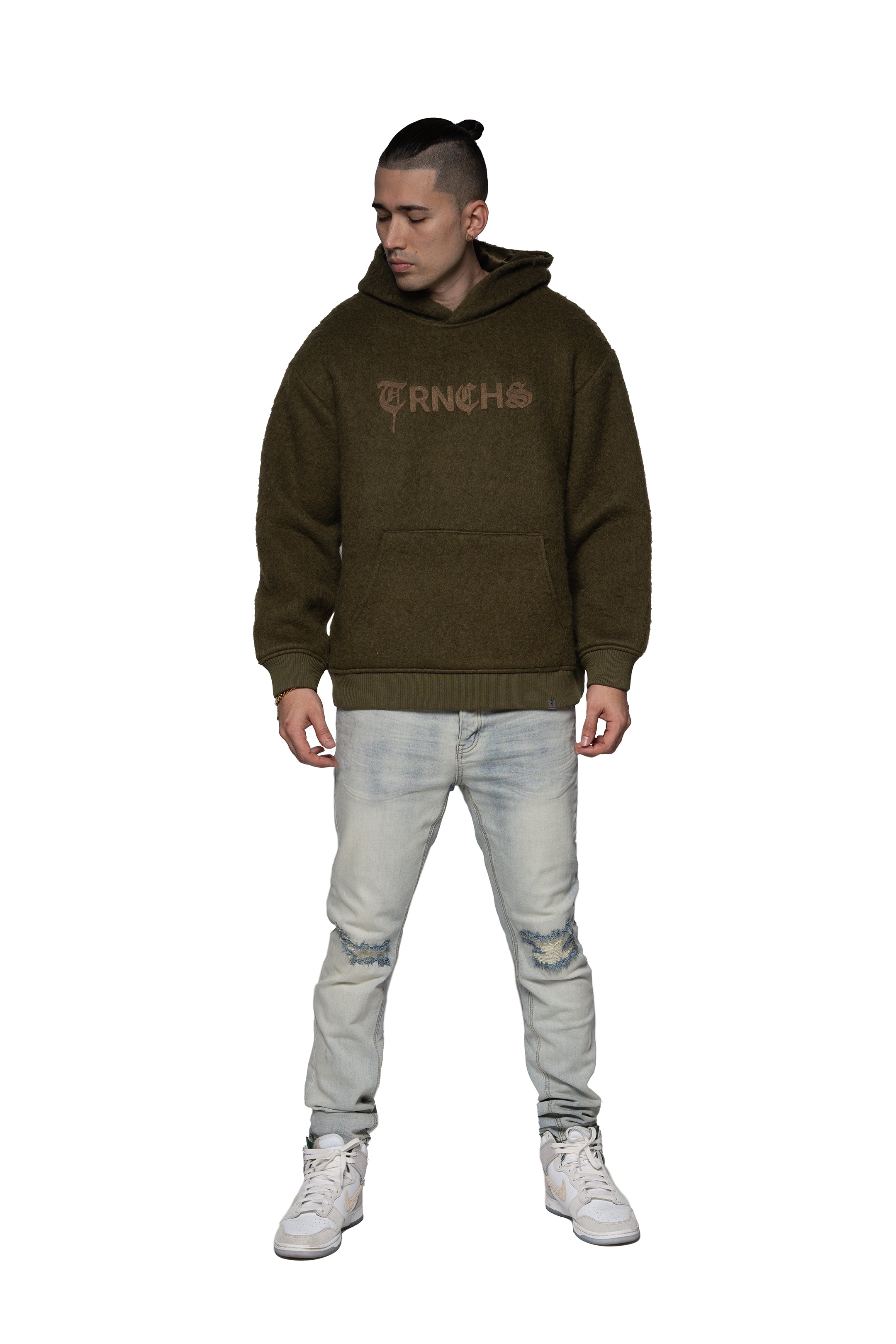 "WOLFFUR" Army Green Hoodie