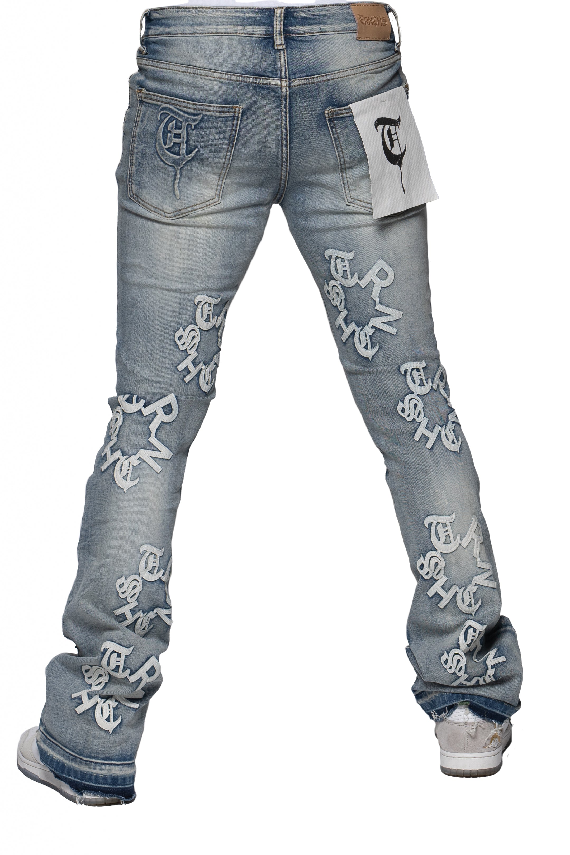 "TEAR" Stacked Light Blue Wash Jeans