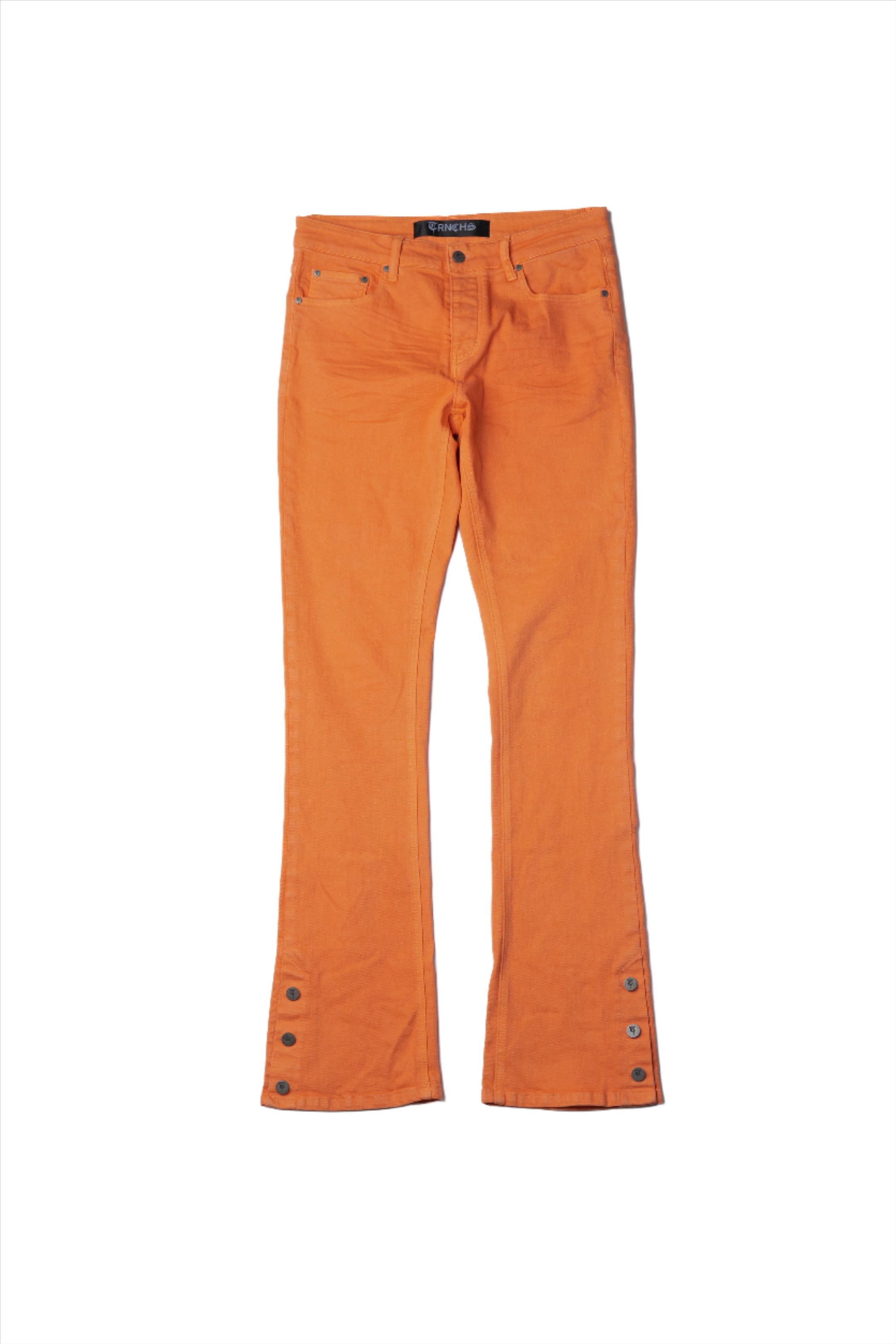 "BUTTON FLY" Orange Stacked Jeans