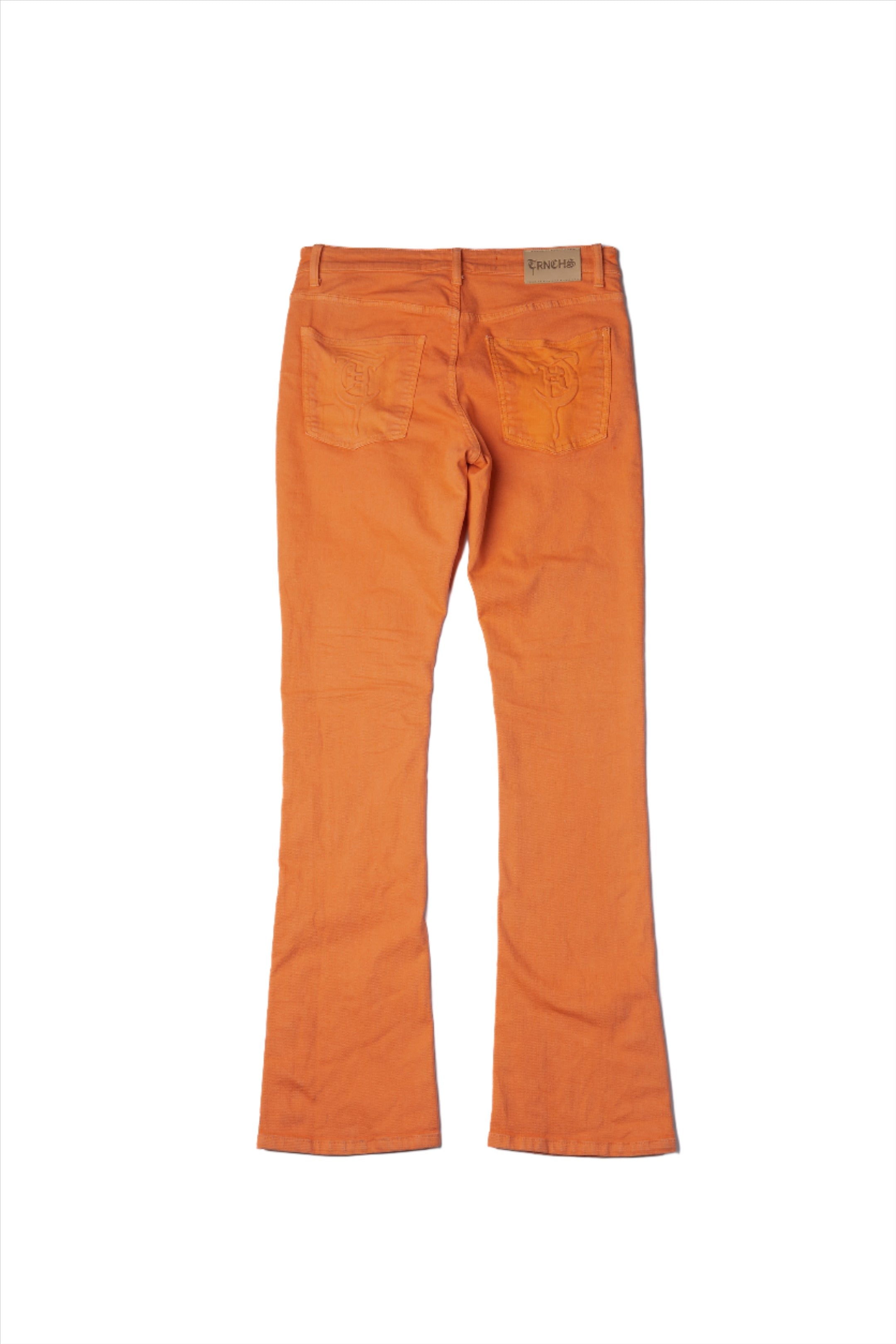 "BUTTON FLY" Orange Stacked Jeans