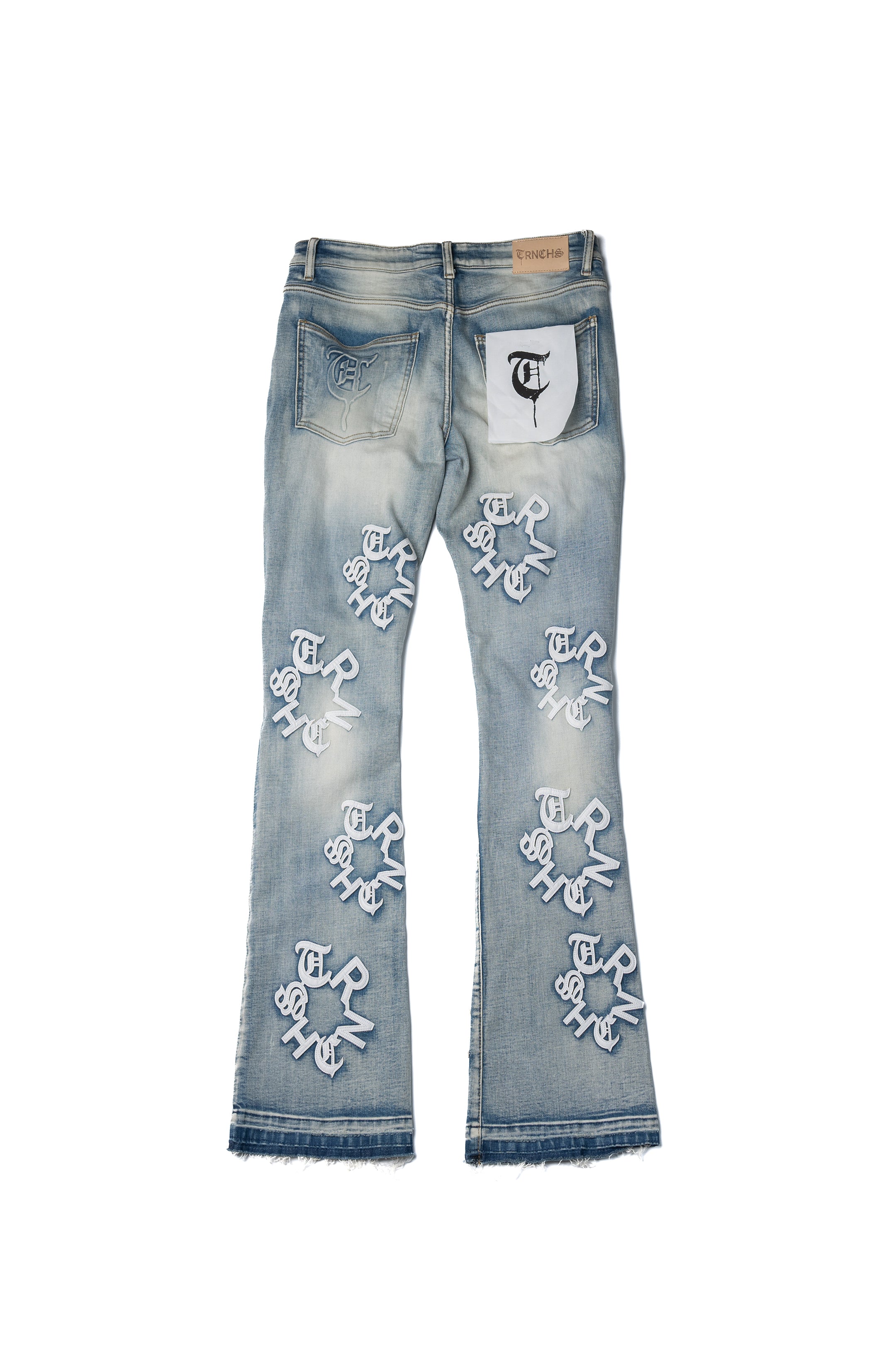 "TEAR" Stacked Light Blue Wash Jeans