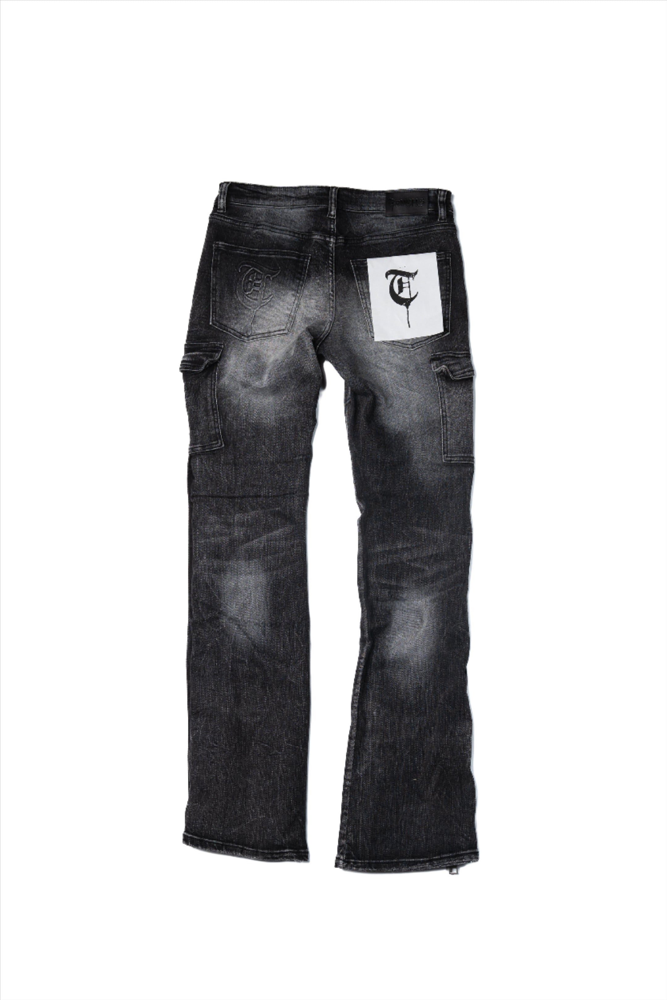 BLACK GREY Wash "SNAP" Stacked Jeans