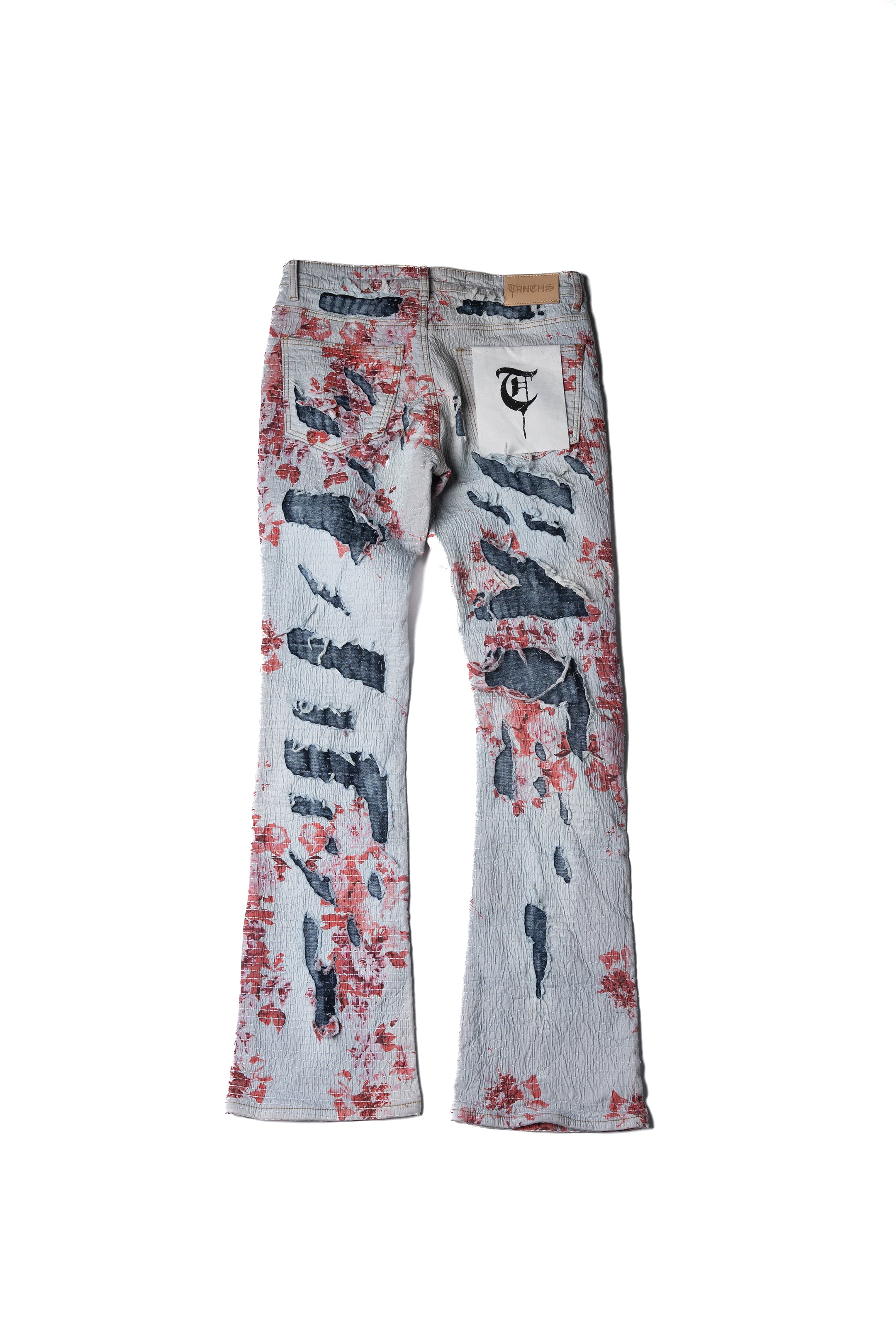 "FLORIDIANS" Red Stacked Jeans