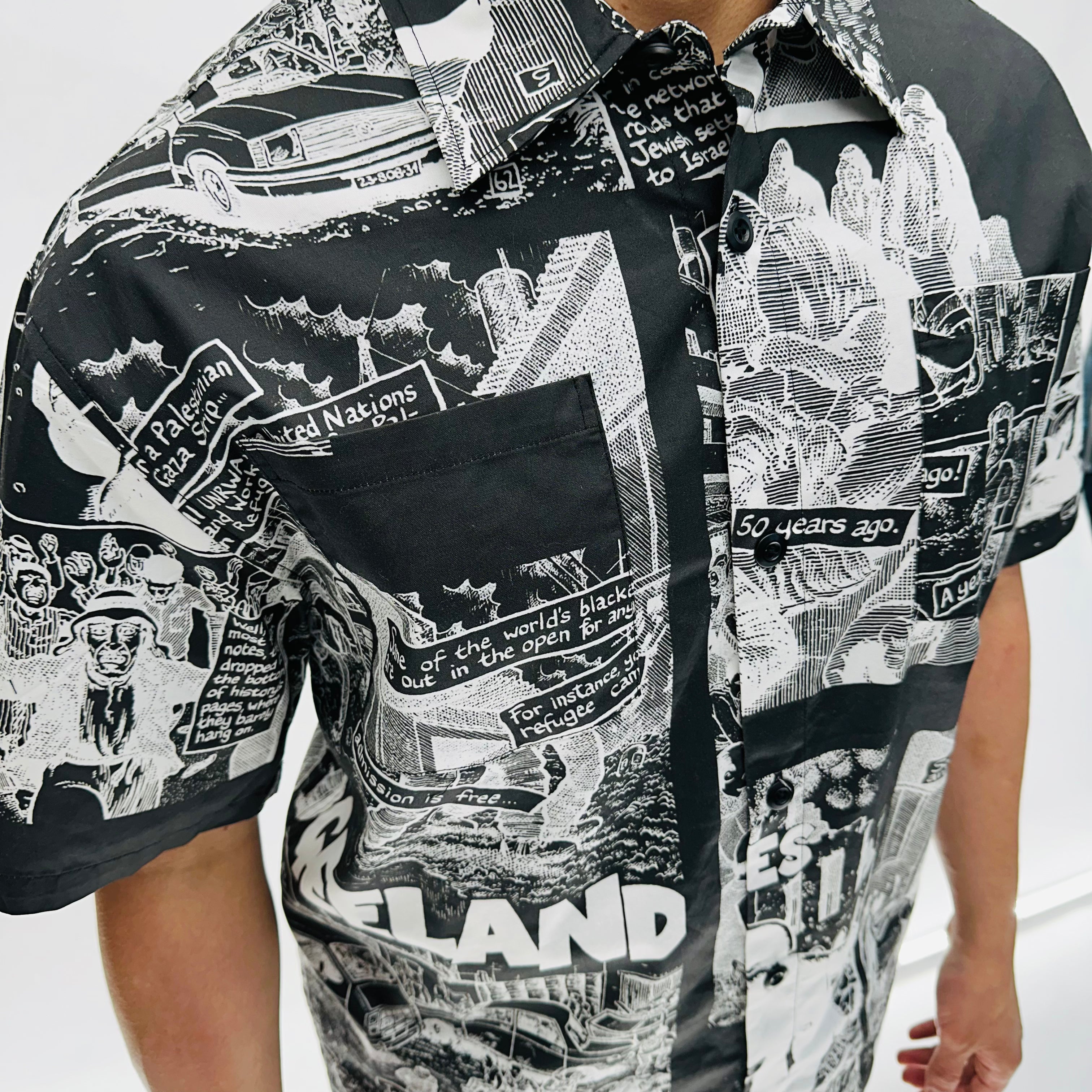 "PALESTRY" Black/White Button Up