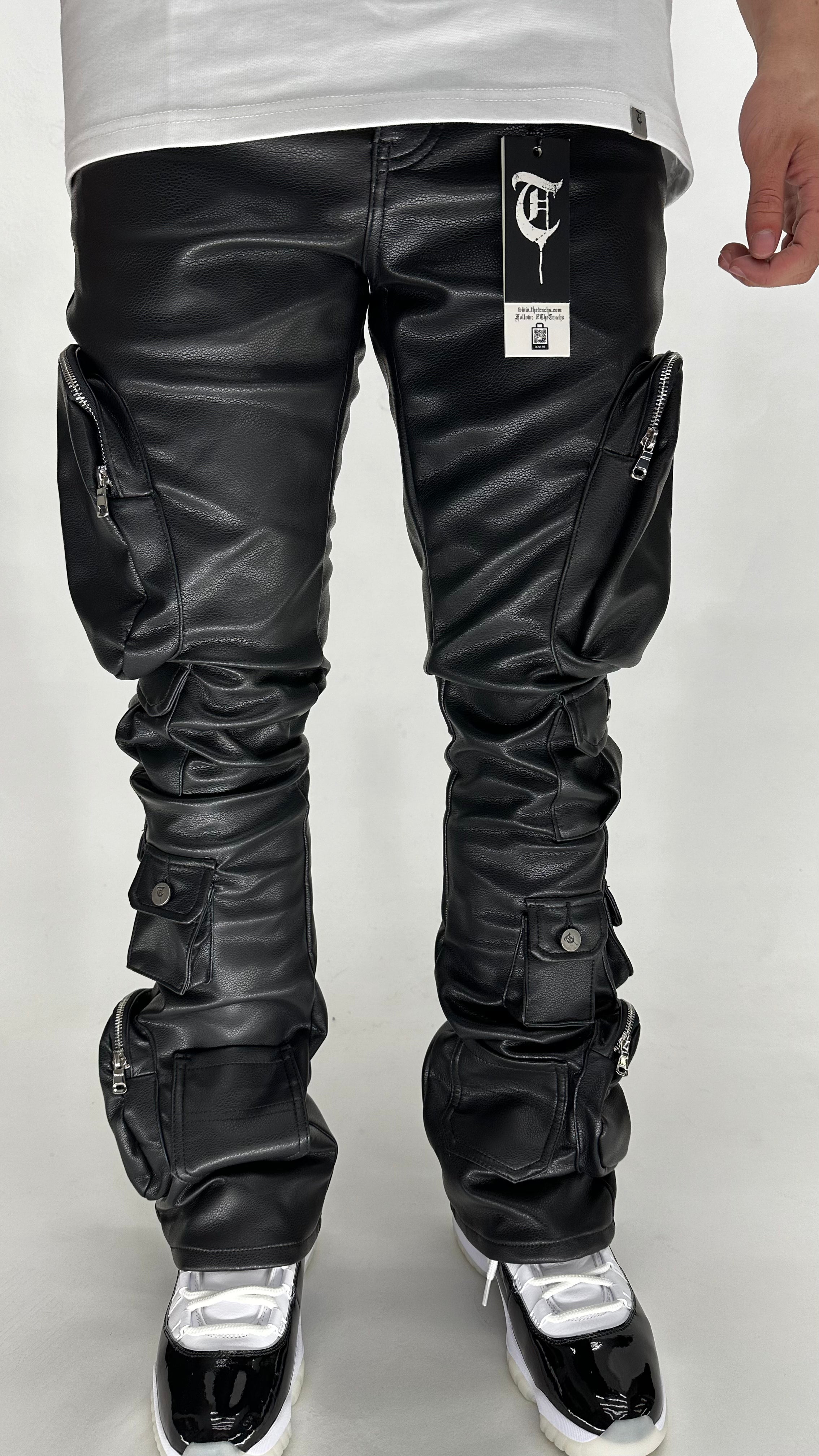 "KHURASAN" BLACK LEATHER JEANS