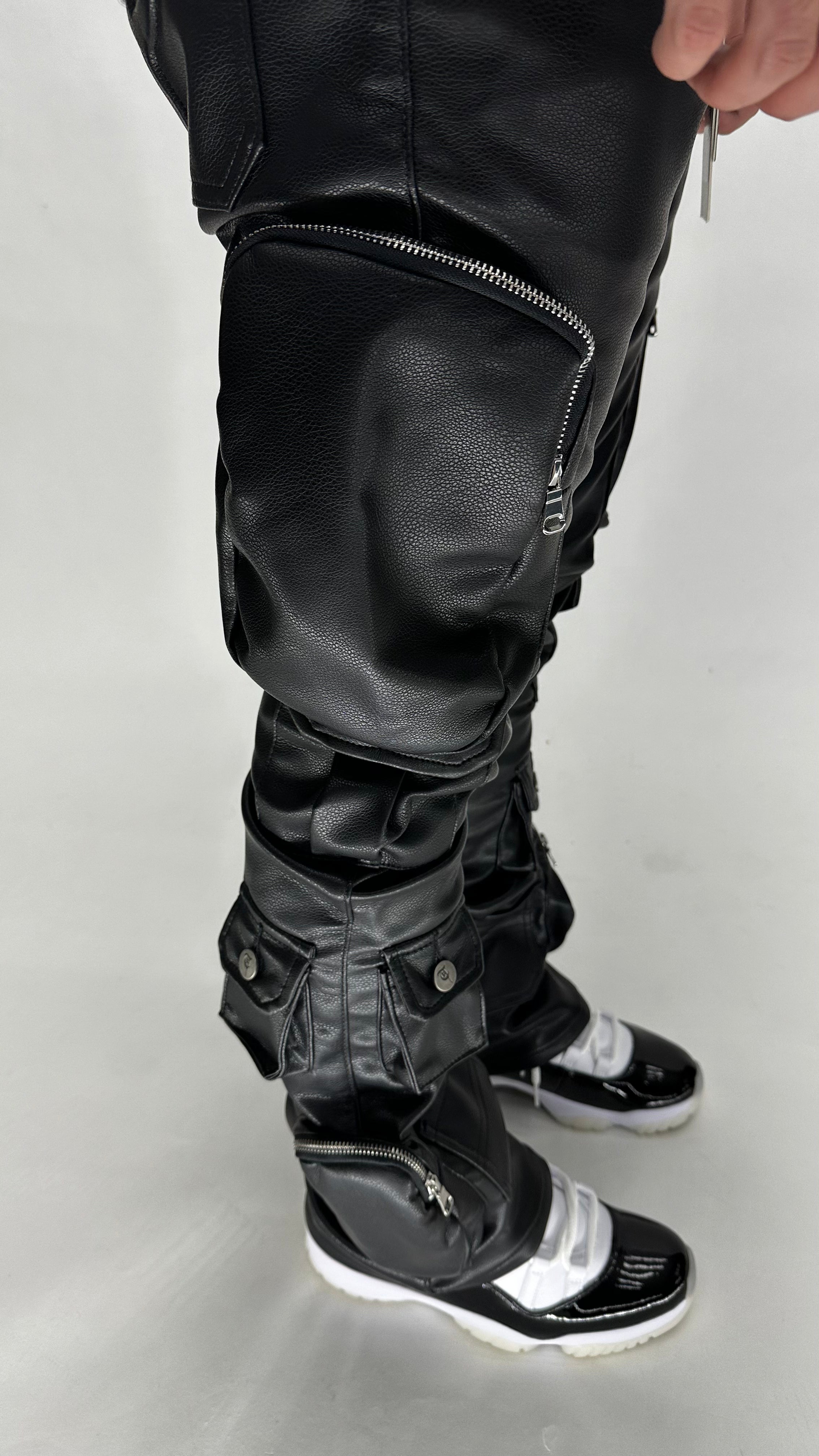 "KHURASAN" BLACK LEATHER JEANS