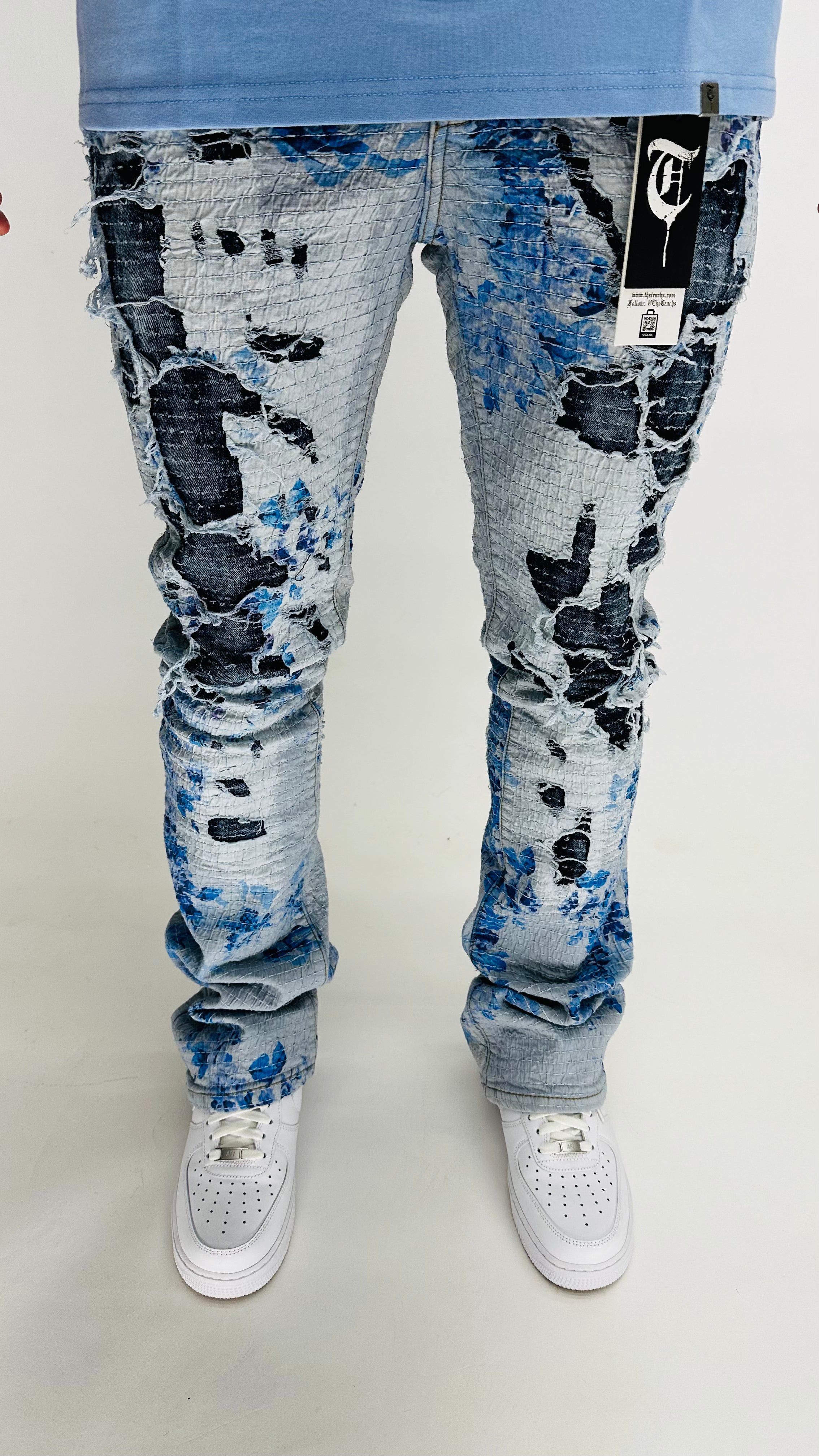 "FLORIDIANS" Blue Stacked Jeans