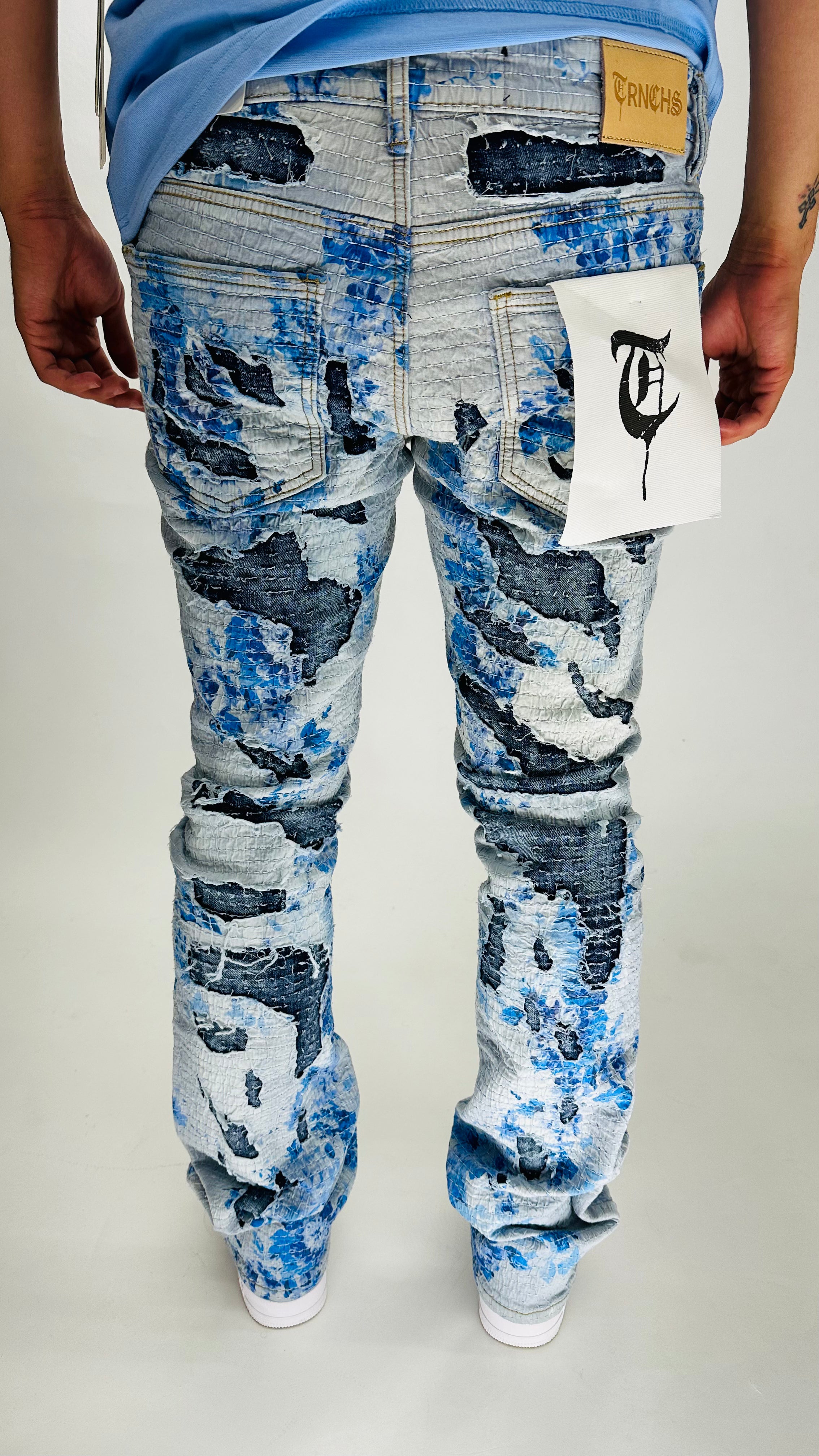 "FLORIDIANS" Blue Stacked Jeans