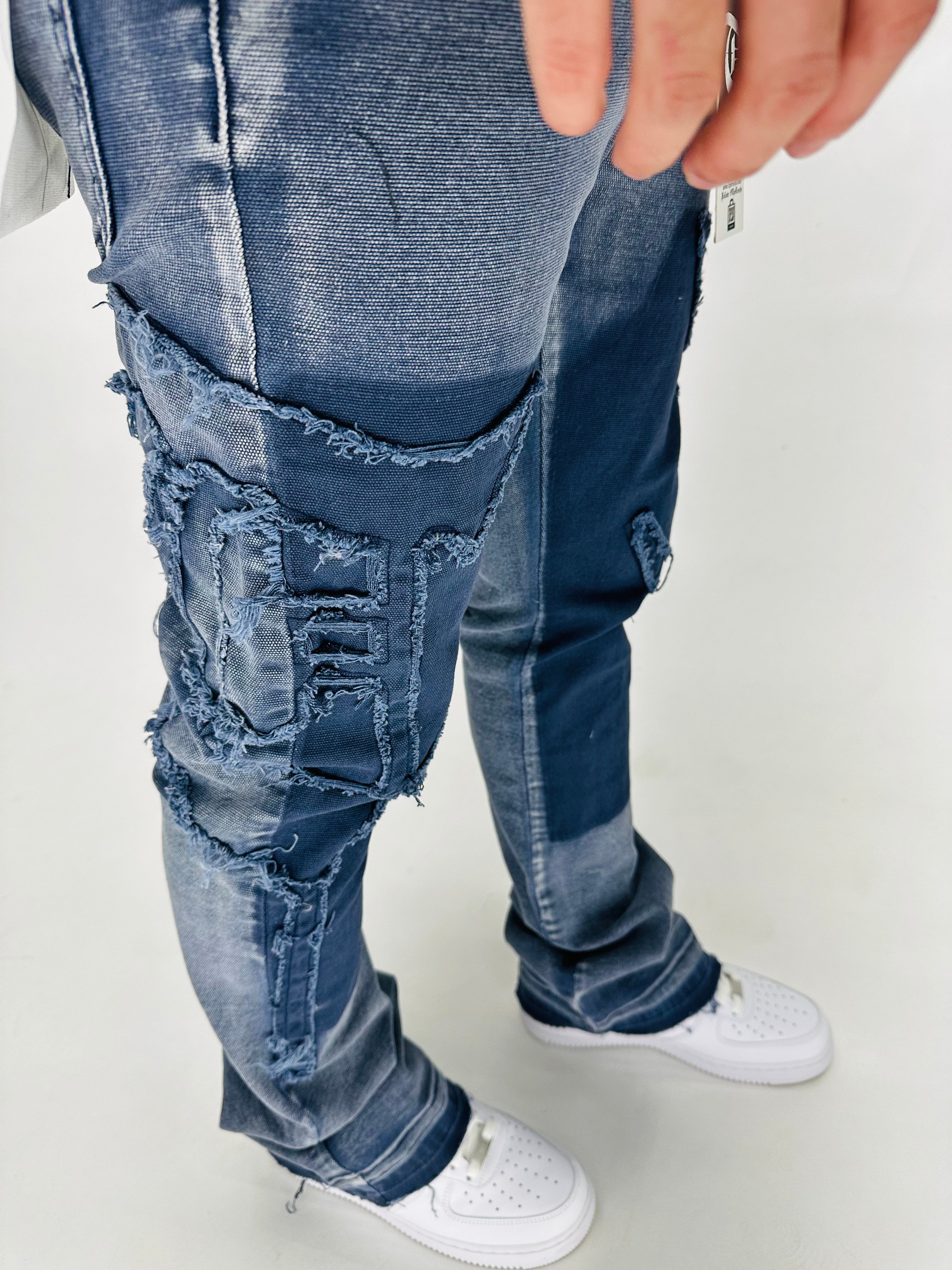 Navy "Canvas" Stacked Jeans