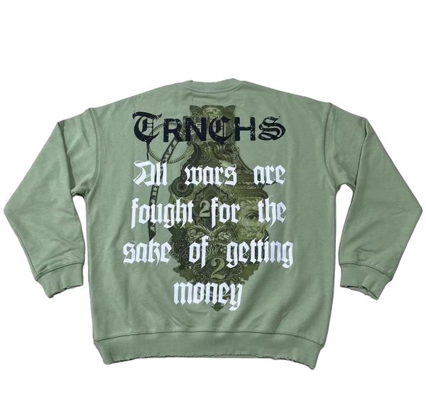 Sale "WAR MONEY" Vintage Green Sweater